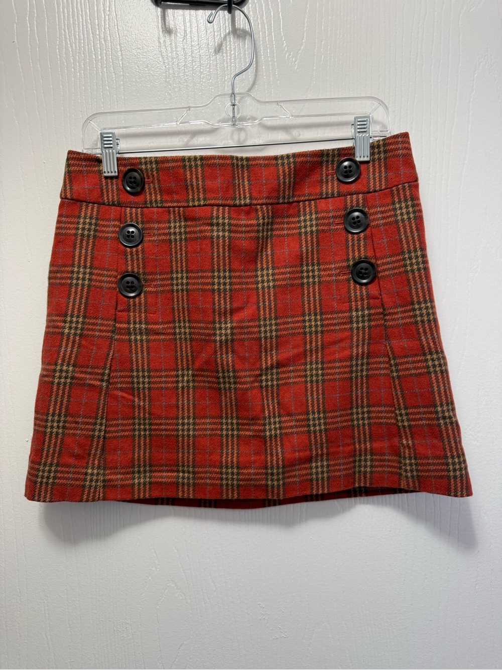 Vintage GAP Red Plaid Sailor Mini Skirt Wool Blend Y2K Dark Academia Size 4
